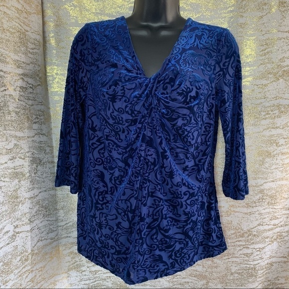 Jennie & Marlis Petite Royal Blue Twist Front Blouse Size MP - Picture 2 of 7